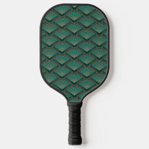 Art-Déco-Muster in aquamariner grüner Farbe Pickleball Schläger