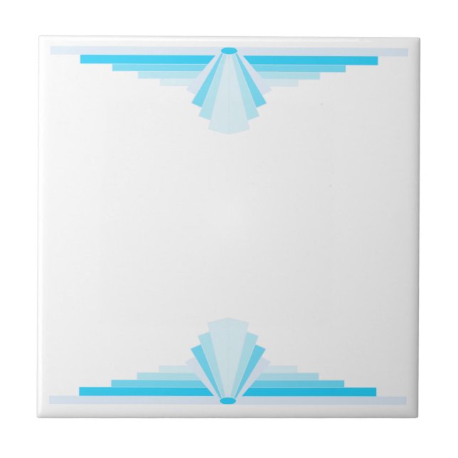 Art Deco Muster in Blau Fliese (Vorderseite)