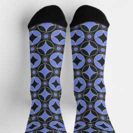 Art-Deco-Muster in Blau und Schwarz Socken
