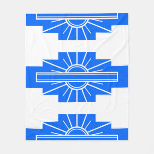 Art Deco Muster in Blautönen Fleecedecke