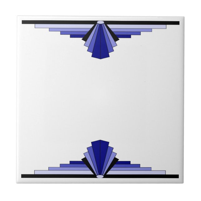 Art Deco Muster in Deep Blue Fliese (Vorderseite)