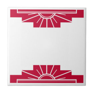 Art Deco Muster in Deep Ruby Fliese