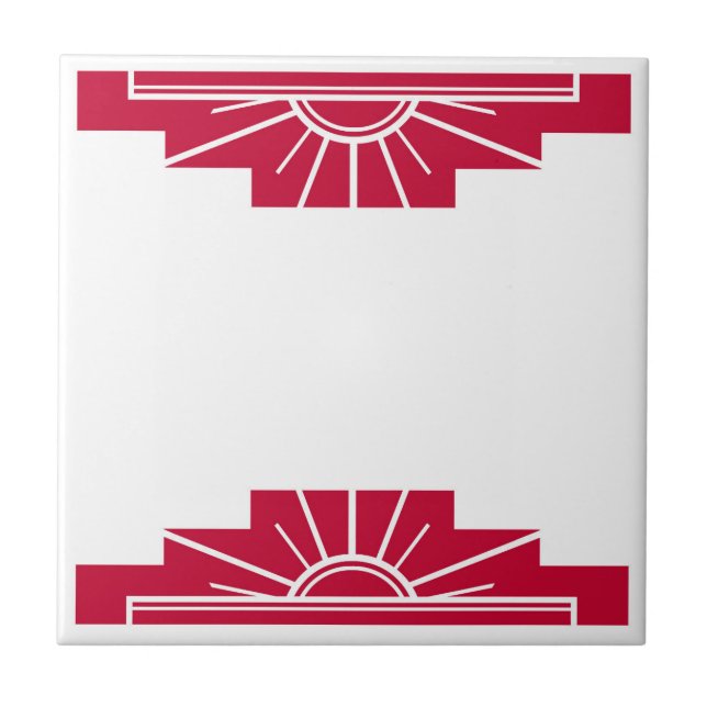 Art Deco Muster in Deep Ruby Fliese (Vorderseite)