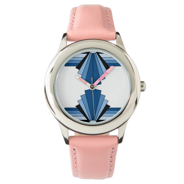 Art Deco Muster in der Blues Armbanduhr (Vorderseite)