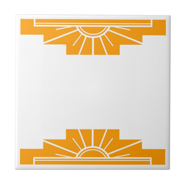Art-Deco-Muster in fett Orange Fliese (Vorderseite)
