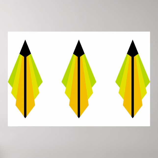 Art Deco Muster in Gelb und Limones Poster (Vorne)