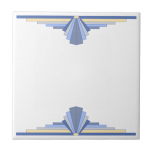 Art Deco Muster in Grau Blau Fliese