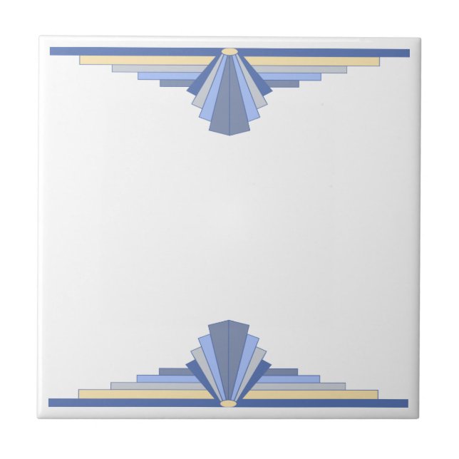 Art Deco Muster in Grau Blau Fliese (Vorderseite)