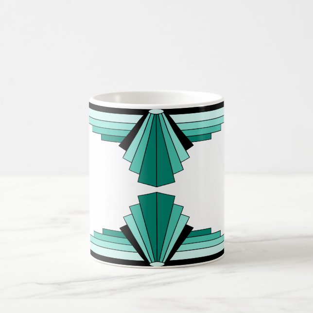 Art Deco Muster in Grün Kaffeetasse (Mittel)