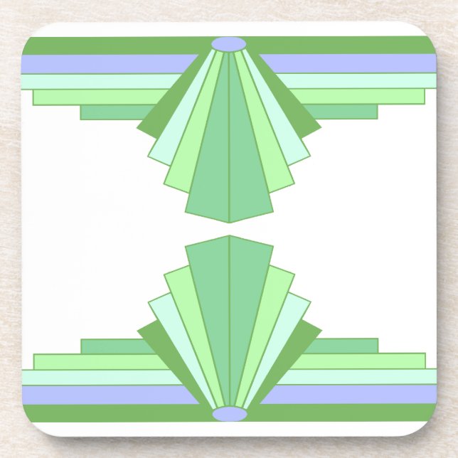 Art-Deco-Muster in grün und Lila Getränkeuntersetzer (Vorderseite)