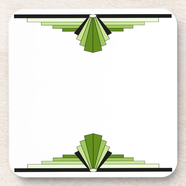 Art-Deco-Muster in Grün und Schwarz Getränkeuntersetzer (Vorderseite)