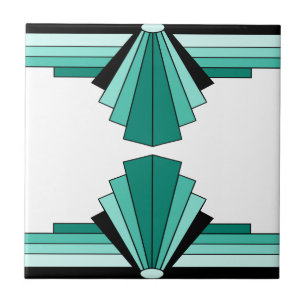 Art Deco Muster in Grüntönen Fliese