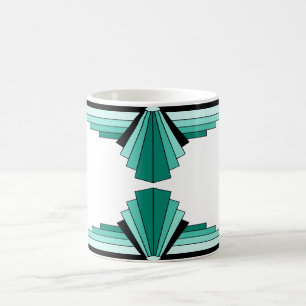 Art-Deco-Muster in Grüntönen Kaffeemaschine Tasse
