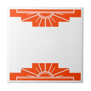 Art Deco-Muster in kräftigem Orange Fliese