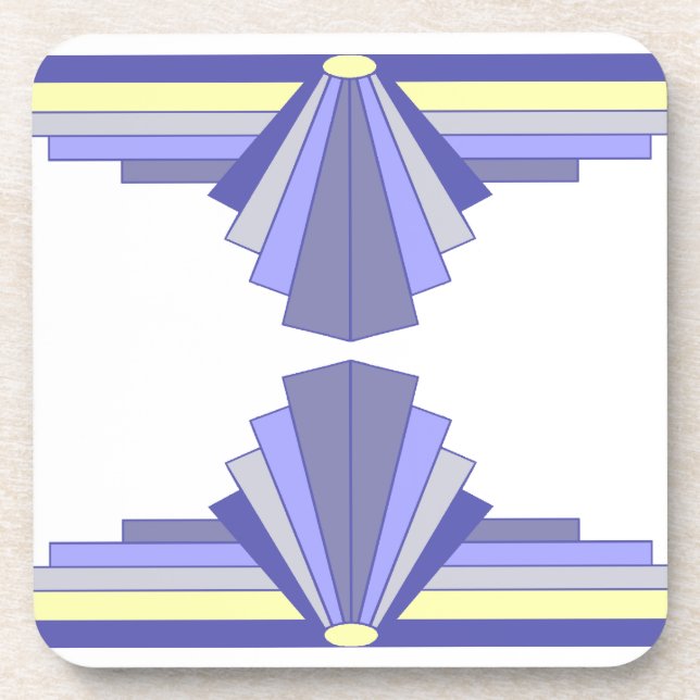 Art Deco Muster in Lila & Lemon Getränkeuntersetzer (Vorderseite)