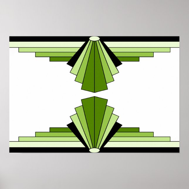 Art Deco Muster in Limes Poster (Vorne)