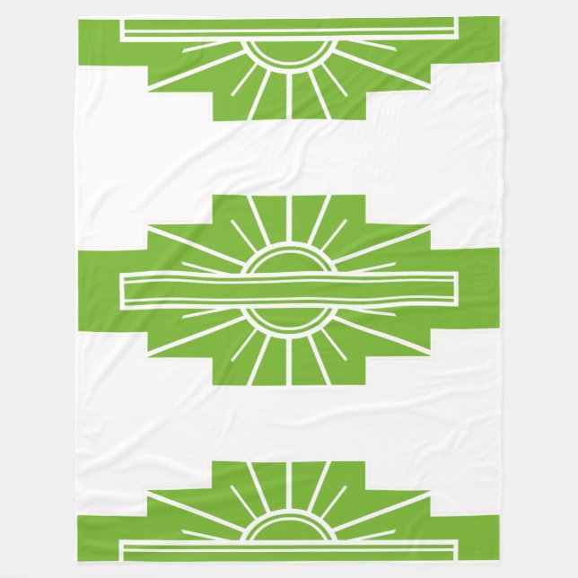 Art Deco Muster in Limette Fleecedecke (Vorderseite)