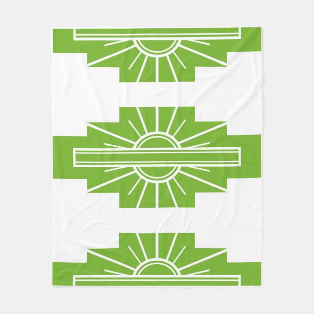 Art Deco Muster in Limette Fleecedecke (Vorderseite)