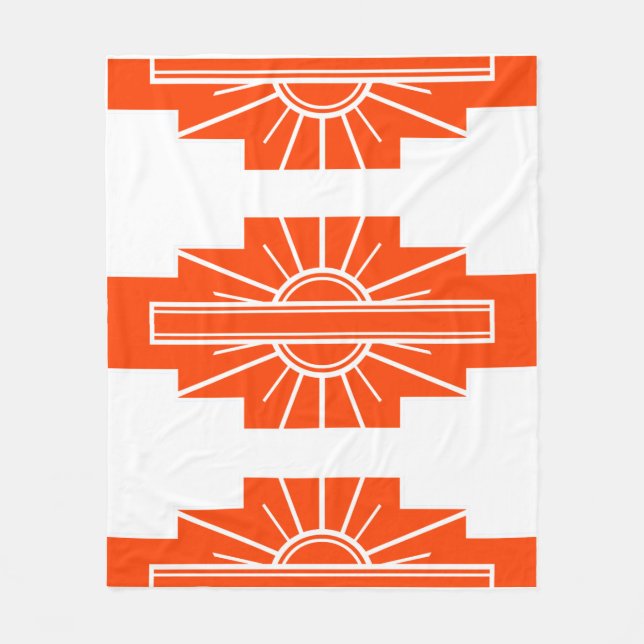 Art Deco Muster in Orange Fleecedecke (Vorderseite)
