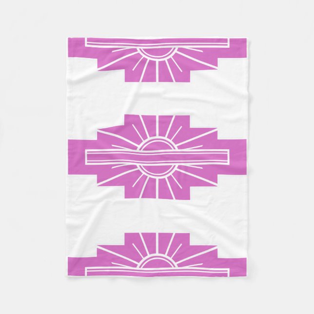 Art Deco Muster in Pinks Fleecedecke (Vorderseite)