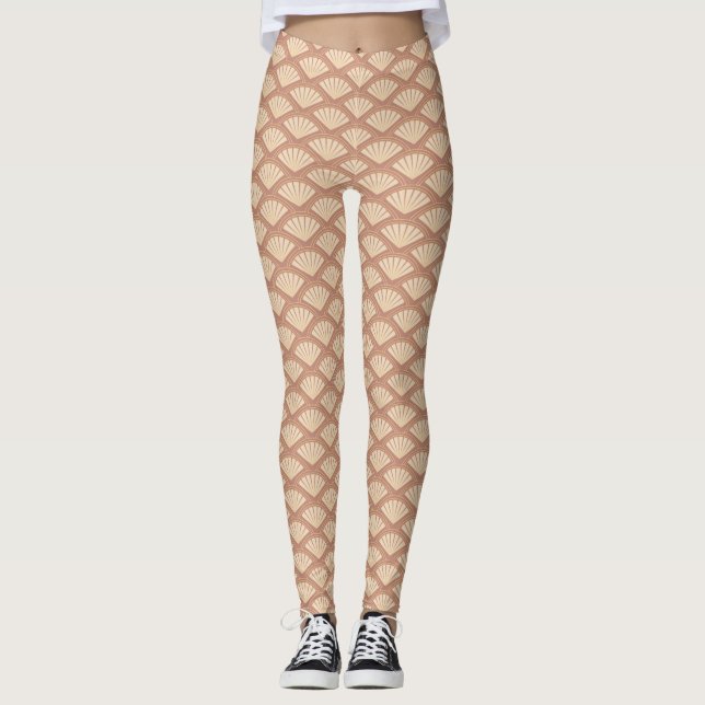Art-Déco-Muster in Rose Leggings (Vorderseite)