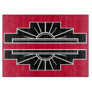 Art Deco Muster in Rot, basierend auf klassischem Schneidebrett