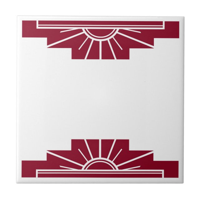 Art Deco Muster in Rot Fliese (Vorderseite)