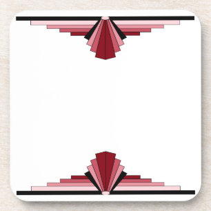 Art Deco Muster in Rot und Schwarz Getränkeuntersetzer