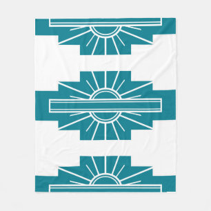 Art Deco Muster in Türkis Fleecedecke