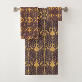 Art Deco-Muster mit fächerförmigen Motiven  Badhandtuch Set