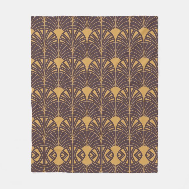 Art-Deco-Muster mit fächerförmigen Motiven  Fleecedecke (Vorderseite)