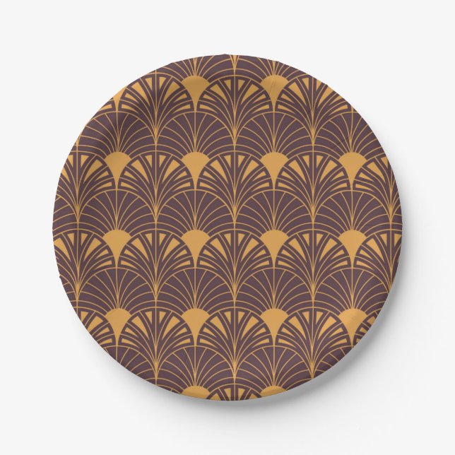 Art Deco-Muster mit fächerförmigen Motiven  Pappteller (Vorderseite)