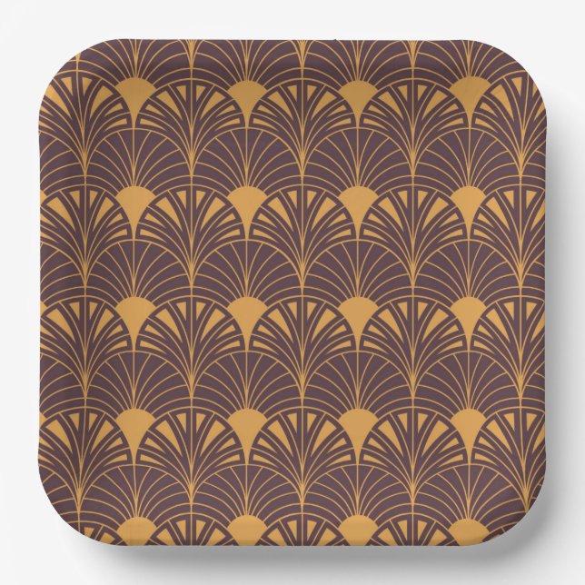 Art-Deco-Muster mit fächerförmigen Motiven  Pappteller (Vorderseite)