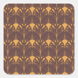 Art-Deco-Muster mit fächerförmigen Motiven Quadratischer Aufkleber