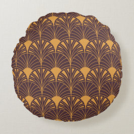 Art Deco-Muster mit fächerförmigen Motiven  Rundes Kissen