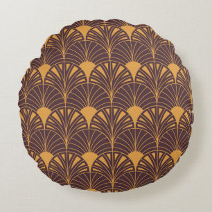 Art Deco-Muster mit fächerförmigen Motiven Rundes Kissen