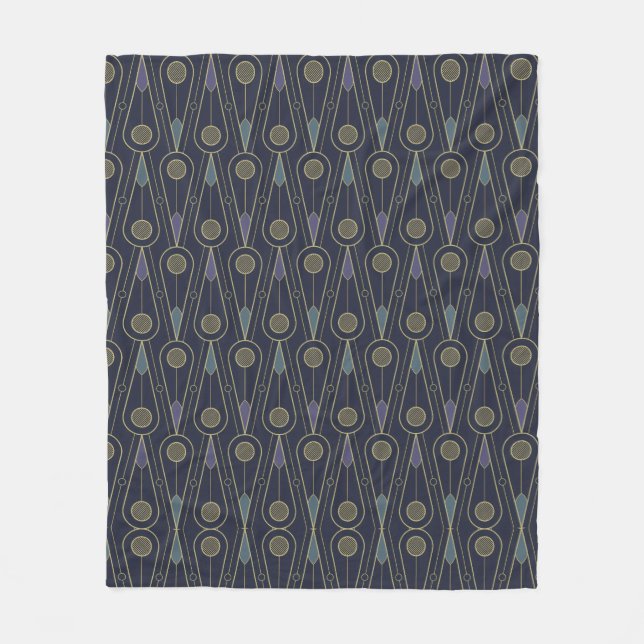 Art-Deco-Muster mit geometrischen Formen in Gold Fleecedecke (Vorderseite)