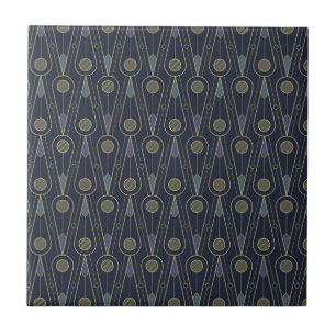 Art-Deco-Muster mit geometrischen Formen in Gold Fliese