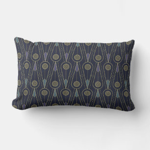 Art Deco-Muster mit geometrischen Formen in Gold Lendenkissen