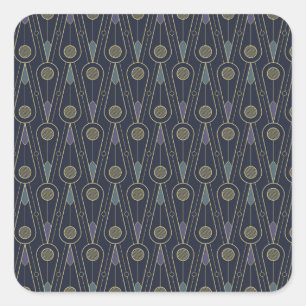 Art Deco-Muster mit geometrischen Formen in Gold Quadratischer Aufkleber