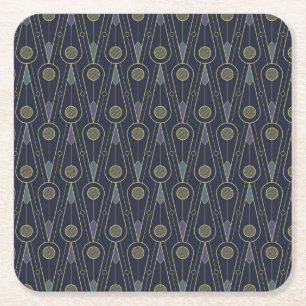 Art-Deco-Muster mit geometrischen Formen in Gold Rechteckiger Pappuntersetzer