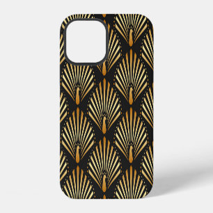 Art Deco Muster mit goldenem Pfau iPhone 12 Hülle
