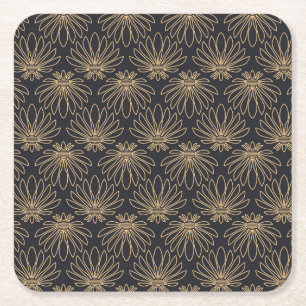 Art Deco-Muster mit goldenen Blumenmotiven Rechteckiger Pappuntersetzer