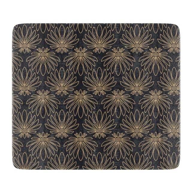 Art Deco-Muster mit goldenen Blumenmotiven  Schneidebrett (Vorderseite)
