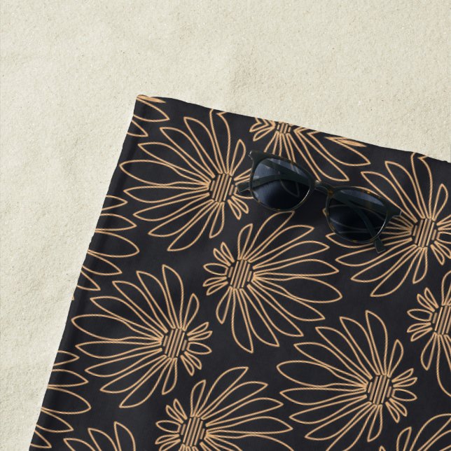 Art Deco-Muster mit goldenen Blumenmotiven  Strandtuch (Beispiel)