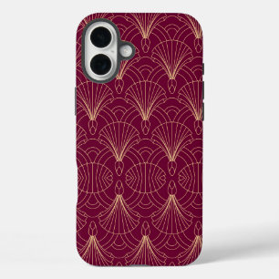 Art Deco-Muster mit goldenen geometrischen Fächerm iPhone 16 Plus Hülle