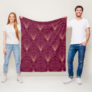 Art Deco-Muster mit goldenen geometrischen Fächerm Fleecedecke