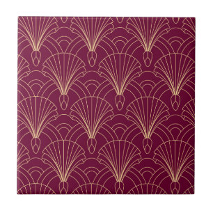 Art Deco-Muster mit goldenen geometrischen Fächerm Fliese