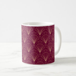 Art Deco-Muster mit goldenen geometrischen Fächerm Kaffeetasse