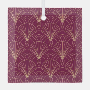 Art Deco-Muster mit goldenen geometrischen Fächerm Ornament Aus Glas
